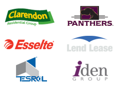 Clarendon Residential, Panthers, Esselte, Lend Lease, Tesrol, Iden Company Logos